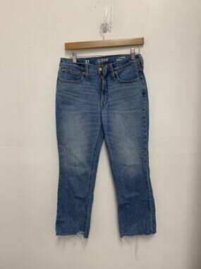 J Crew Billie Demi Boot Crop Women's Raw Hem Blue Jeans Size 27